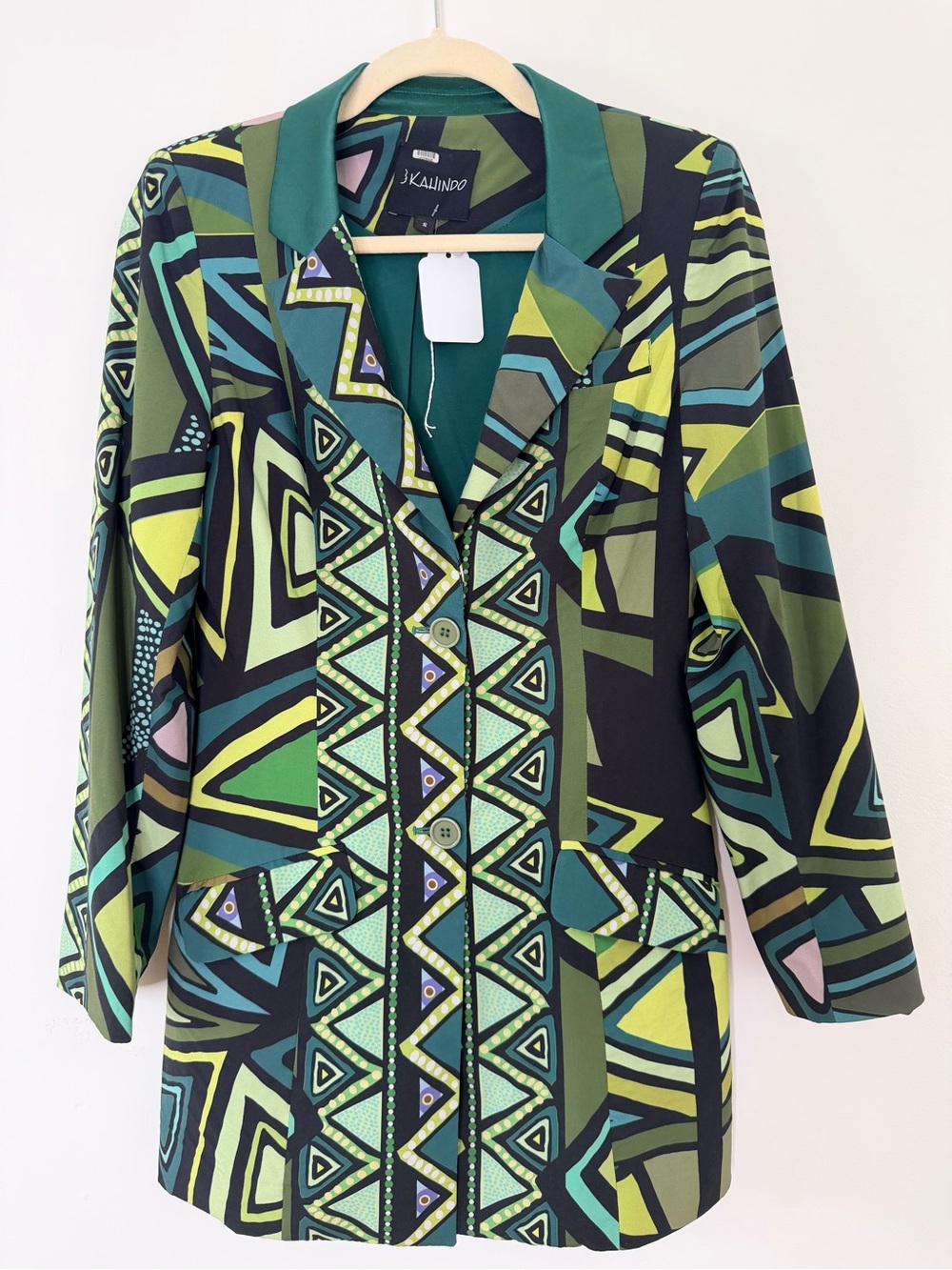 ✨As Seen on TV✨ Kahindo Green Abstract Print Mini Dress/ Blazer Size Small
